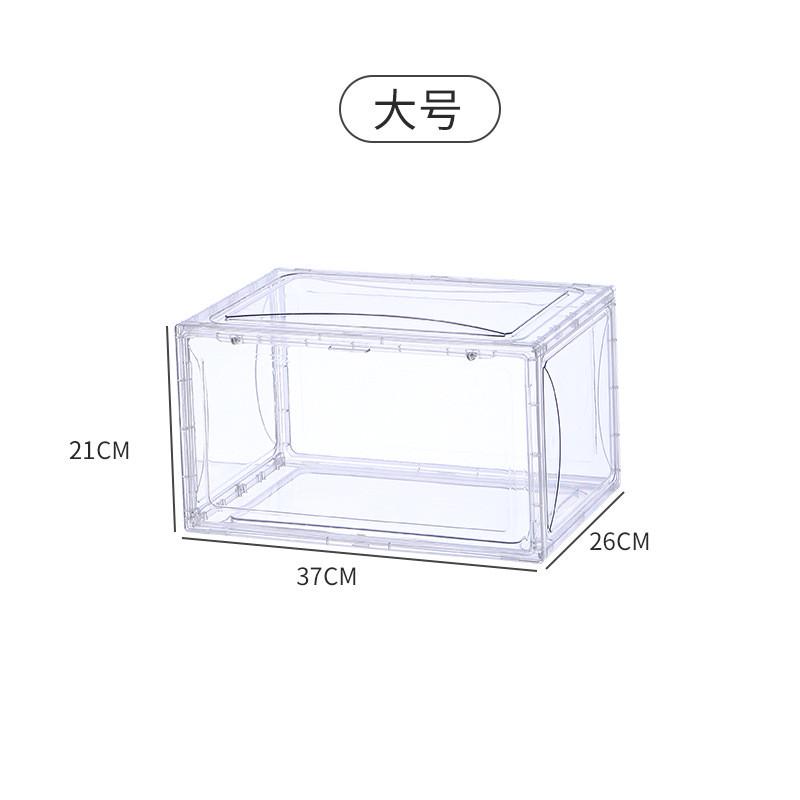 透明鞋盒磁吸侧开塑料pet展示防潮防尘鞋子收纳鞋柜高帮篮球鞋盒图片