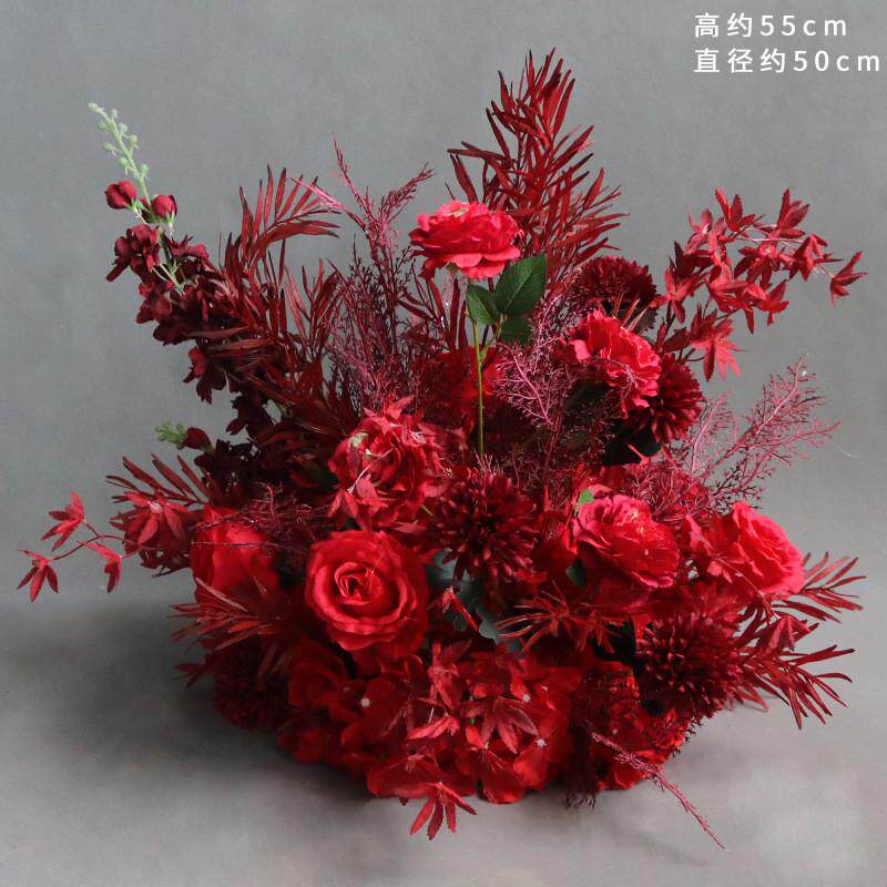 婚庆道具红色路引盆花花球舞台t台背景迎宾花桌婚礼结婚布置装饰