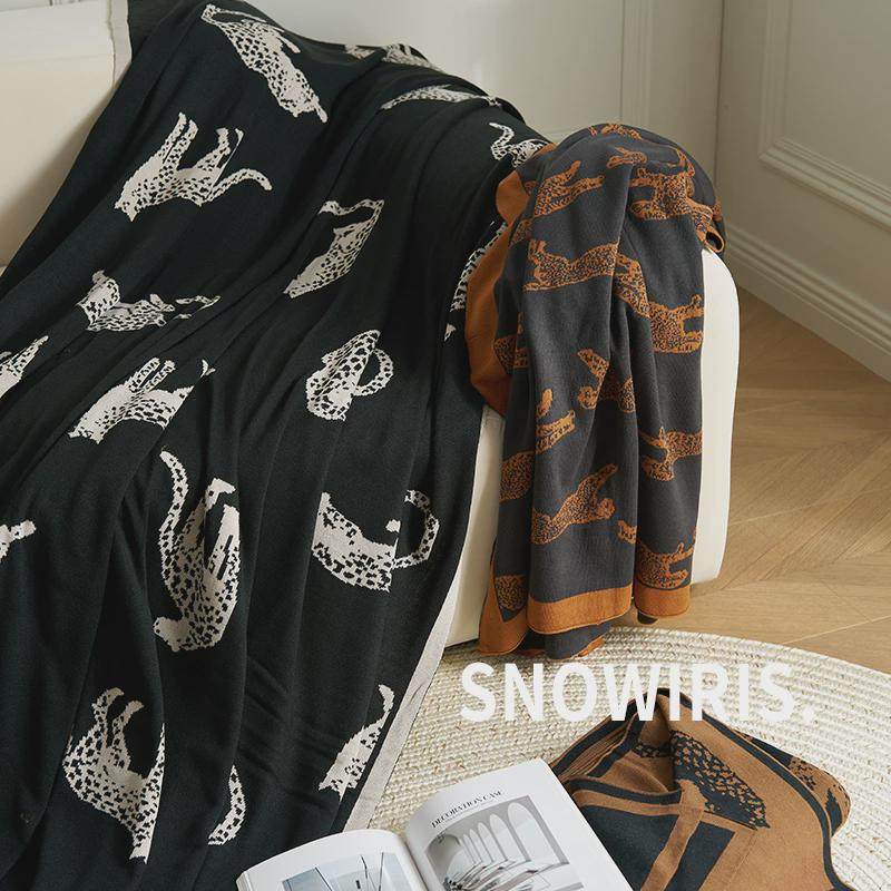 美式高级毛毯豹纹图复古针织毯客厅沙发毯办公室午休盖毯午睡毯子,床上用品,休闲毯/毛毯/绒毯,淘宝优惠券,粉丝福利购,淘宝优惠卷