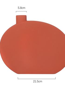 黑白经典陶瓷花瓶现代简约扁鼓瓶家居饰品摆件软装样板房装饰摆饰