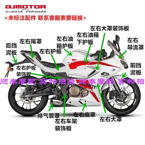 QJ250GS-29F钱江赛250mini全车壳油箱外壳护板大灯头罩导流罩水箱