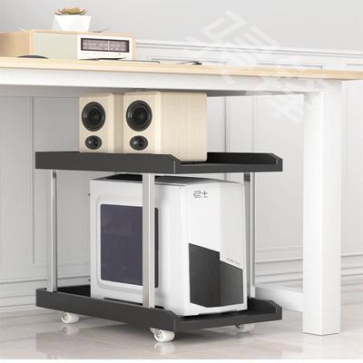 台式电脑主机托架两层移动带轮主机上置物架办公室桌下主机箱置物