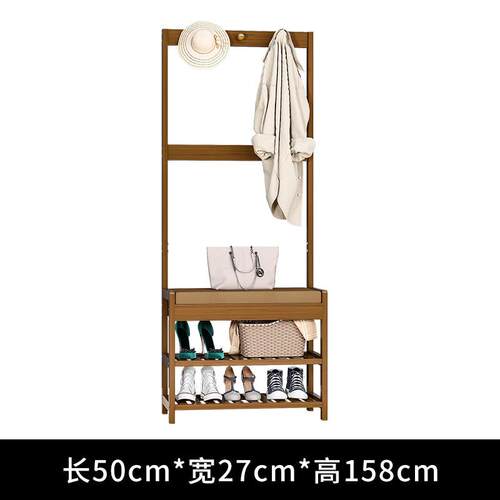 新中式鞋架一体衣帽架落地家用简易挂衣架卧室衣架衣服鞋子置物架
