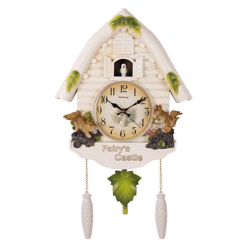 欧式布谷鸟咕咕儿童卧室整点报时时钟家用客厅装饰复古挂墙挂钟钟