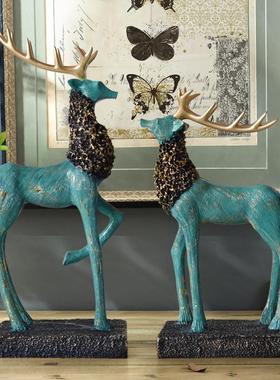 跨境批发树脂工艺美式创意复古鹿头摆件客厅桌面摆件麋鹿装饰品