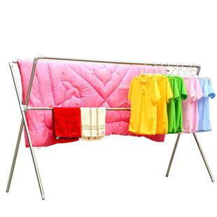 厂家全金属加厚加粗不锈钢管x型晾晒衣架接头落地折叠伸缩阳台铝