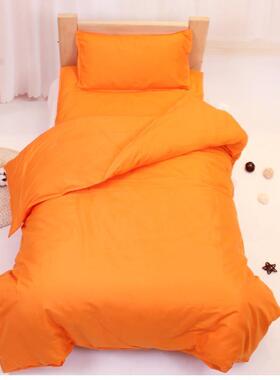 幼儿园纯棉被套三件套被子六件套双胆全纯棉绿粉黄色拼接刺绣LOGO