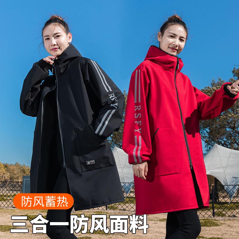 时尚韩版罩衣防污耐脏加绒加厚长袖围裙女干活工作服保暖外穿外套