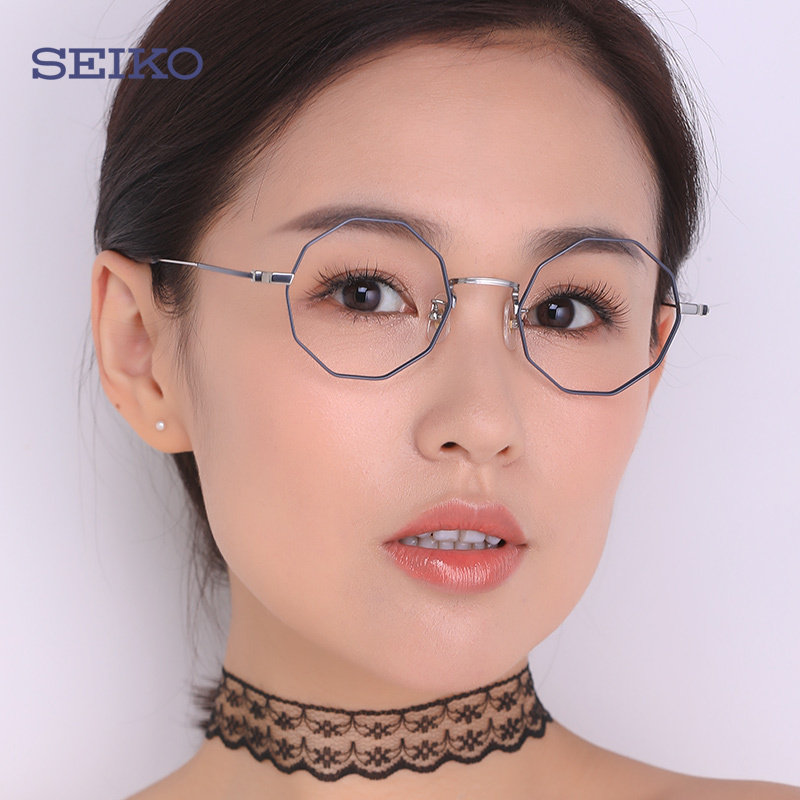 精工SEIKO全框钛材超轻眼镜架 复古潮流男女近视光学眼镜框H03095