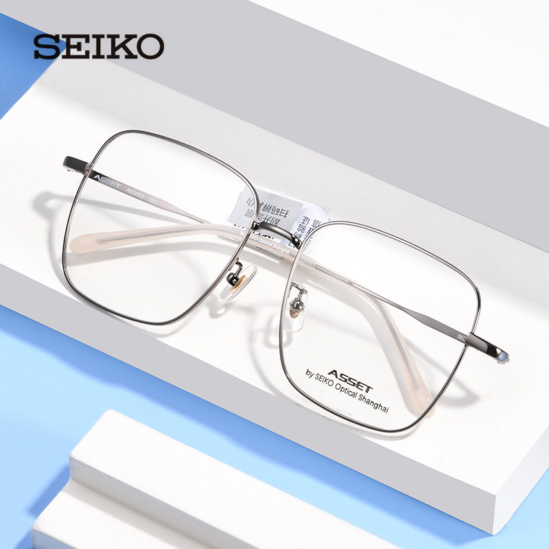 精工雅释透新款眼镜架男合金超轻时尚潮流复古女全框眼镜架AE5003