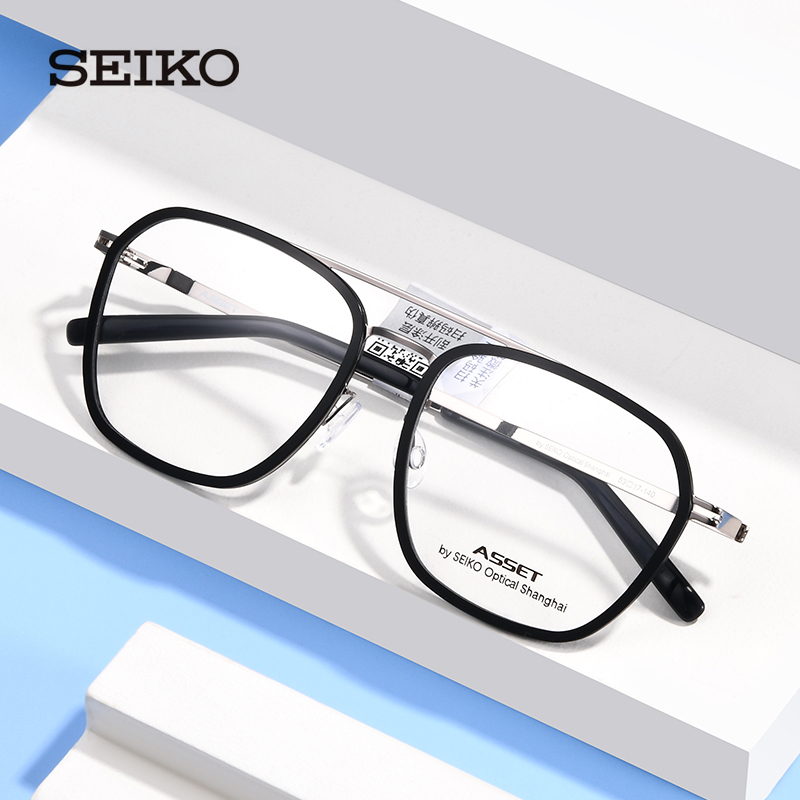 精工雅释透新款 超轻男合金女复古大脸显瘦潮流眼镜架全框AE5001