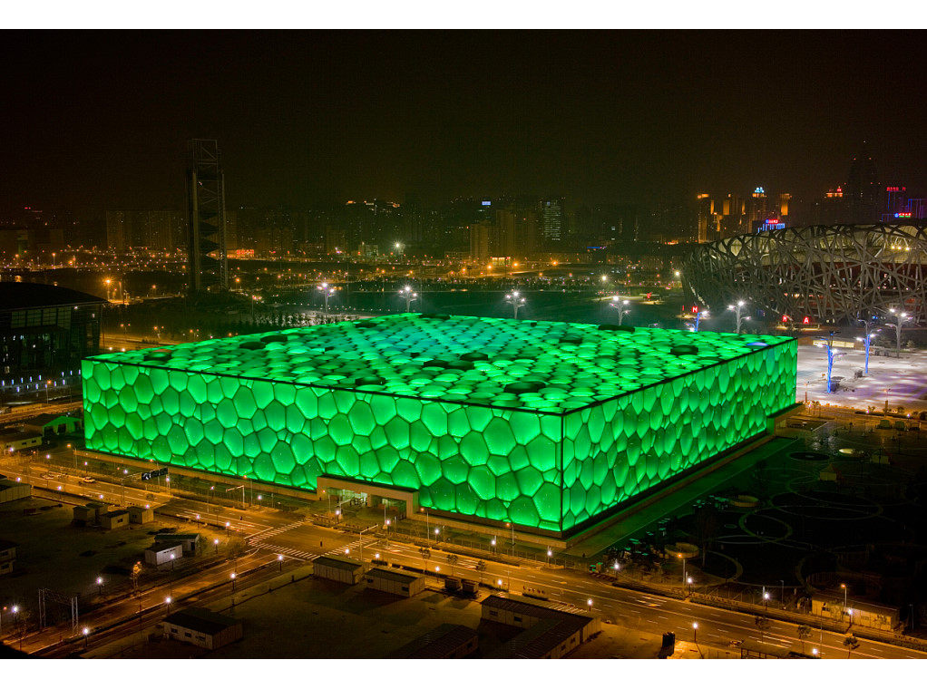 hq375北京国家游泳中心(水立方)喷绘印刷装饰画