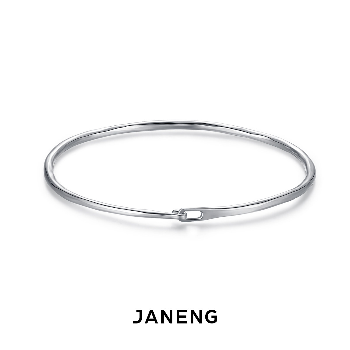 janeng追岸 925纯银绣针形卡扣手镯 原创设计情侣中性搭配手环