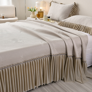 2025新款夏季凉感豆豆床裙三件套冰丝凉席可机水洗床罩空调软席子