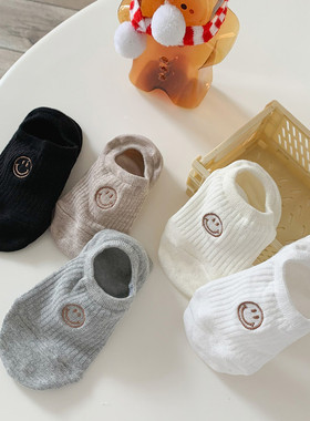 新款刺绣笑脸袜子女春夏季短筒女袜ins潮日系可爱低帮隐形船袜女