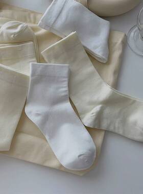 白色袜子女中筒袜ins潮纯棉春秋款日系可爱配乐福鞋春秋月子长袜
