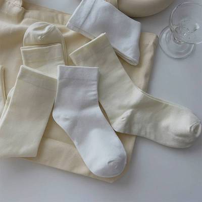 白色长袜纯棉月子袜吸湿排汗女