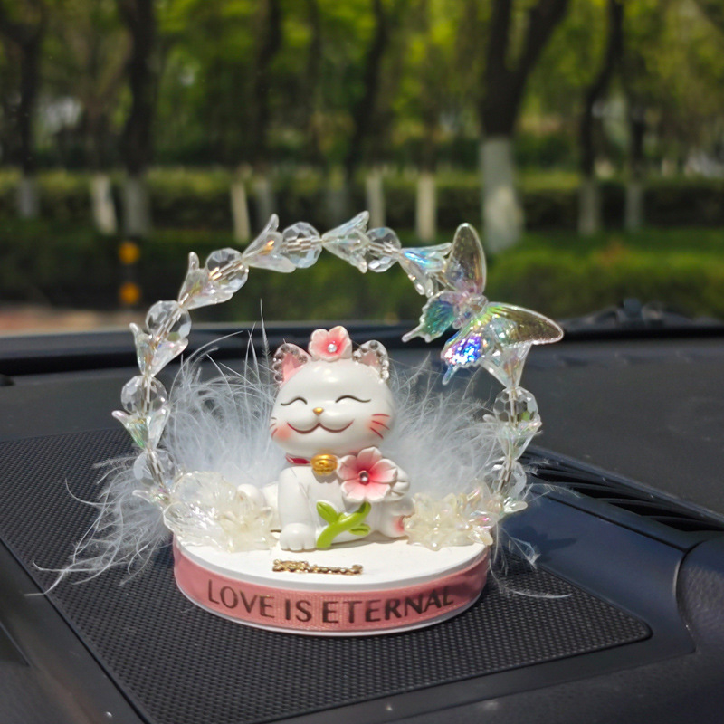 流光溢彩招财猫摆件网红车载香薰