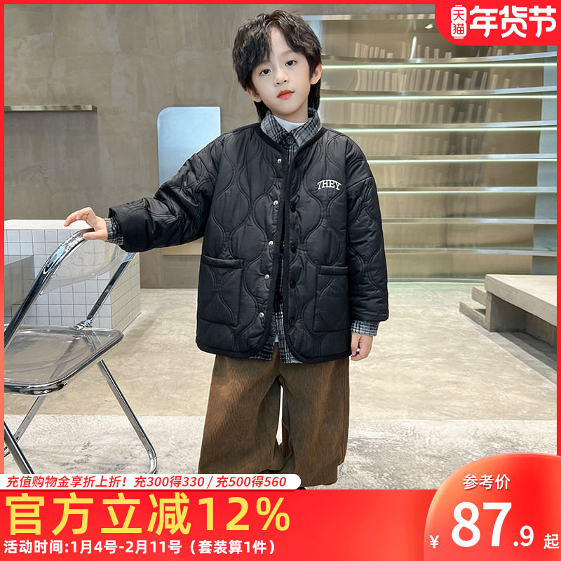童装男童冬季套装儿童棉服打底加绒休闲裤三件套中大童保暖冬装潮