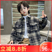 冬装 童装 儿童格纹衬衣外穿中大童长袖 外套冬装 潮 男童夹棉格子衬衫