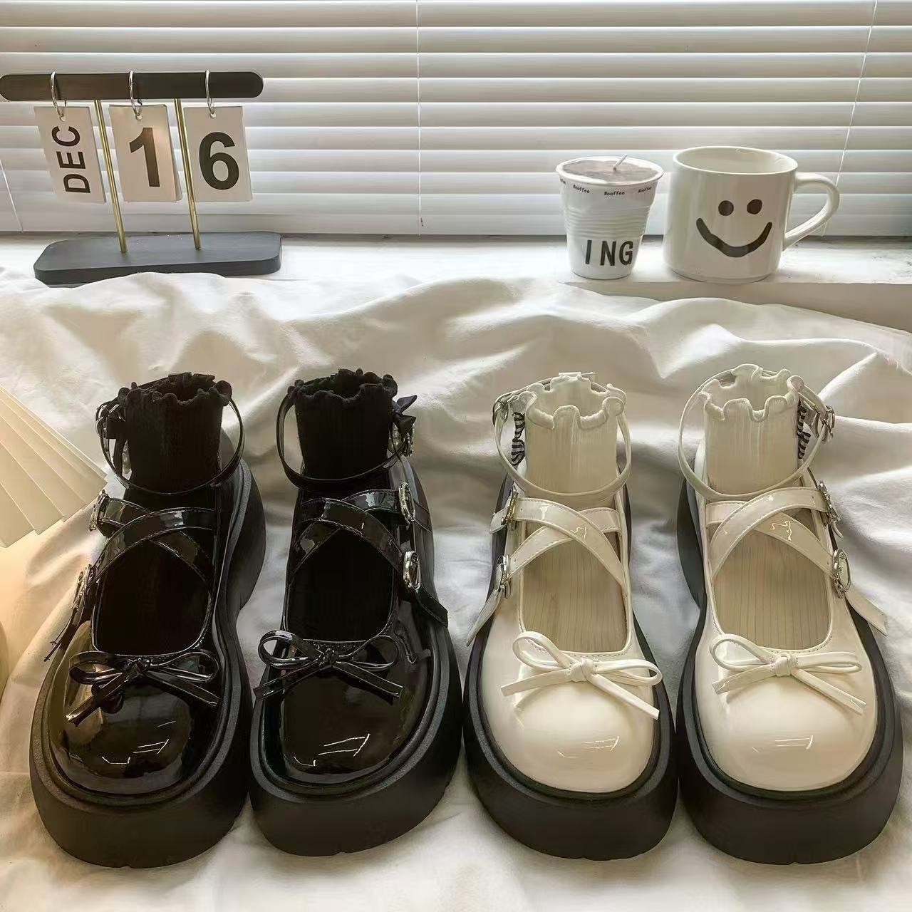 日系jk蝴蝶结乐福鞋厚底小皮鞋女2025秋季新款百搭松糕小个子单鞋