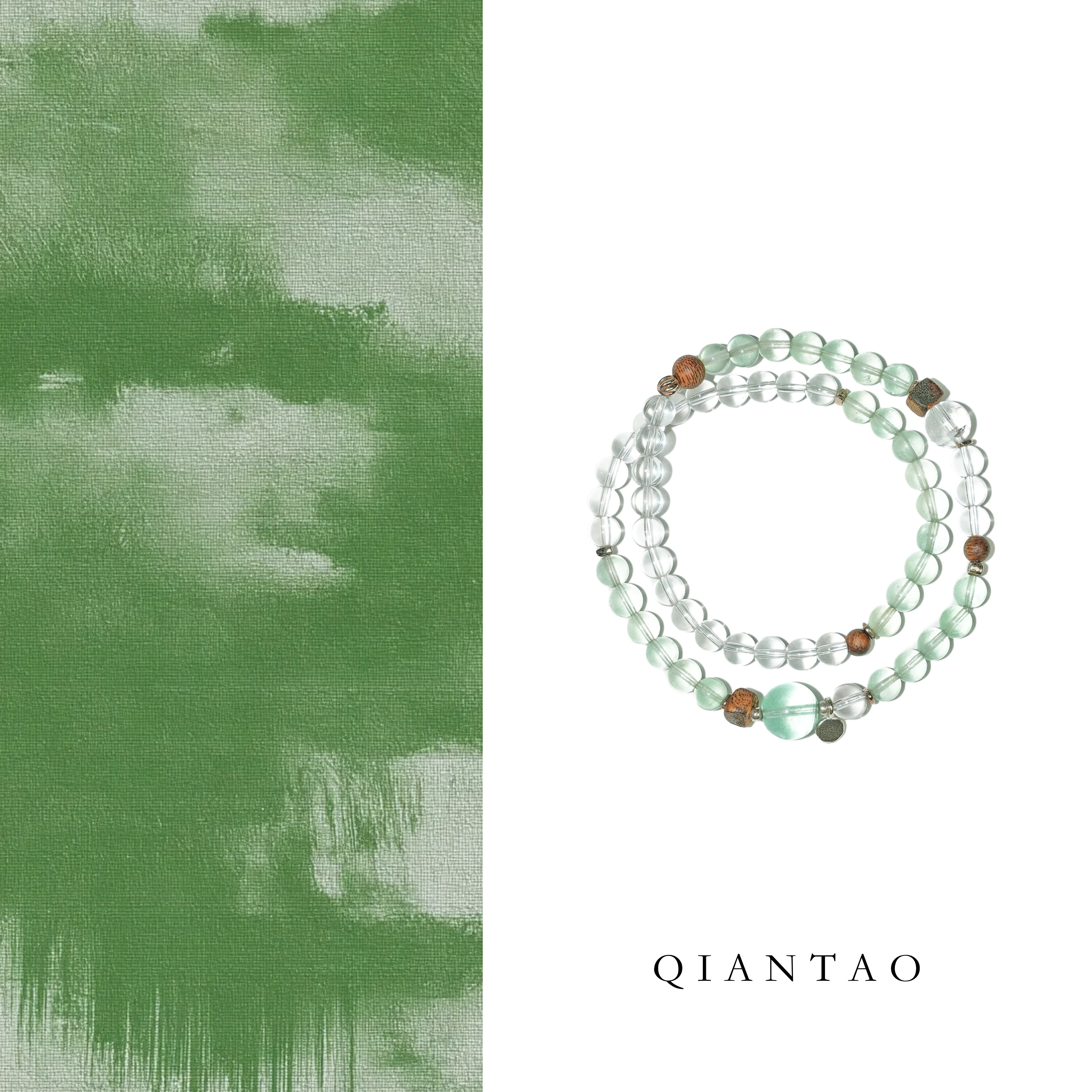 QIANTAO「逢青」原创天然绿萤石沉香手串女旺事业手链生日礼物