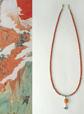 青绿新中式天然南红锁骨链