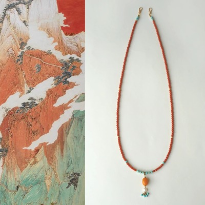 青绿新中式天然南红锁骨链