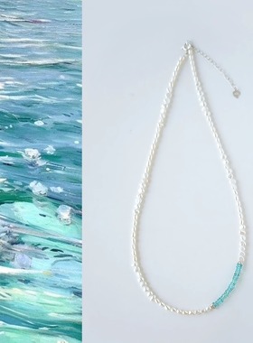 闺蜜高级天然蓝水晶项链淡水珍珠