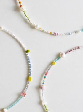 Qiantao「缤纷」原创进口珠天然珍珠多巴胺彩色项链女生礼物小众