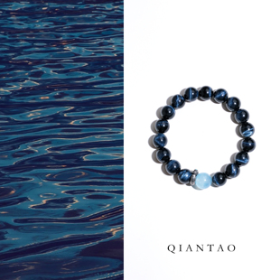QIANTAO「清川酌影」原创天然招财蓝虎眼石手串转运情侣好运手链