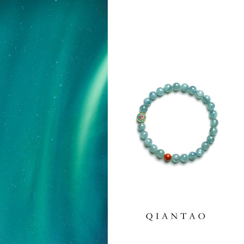 QIANTAO「青蓝」原创天然蓝绿晶石水晶手串女招财南红手链礼物