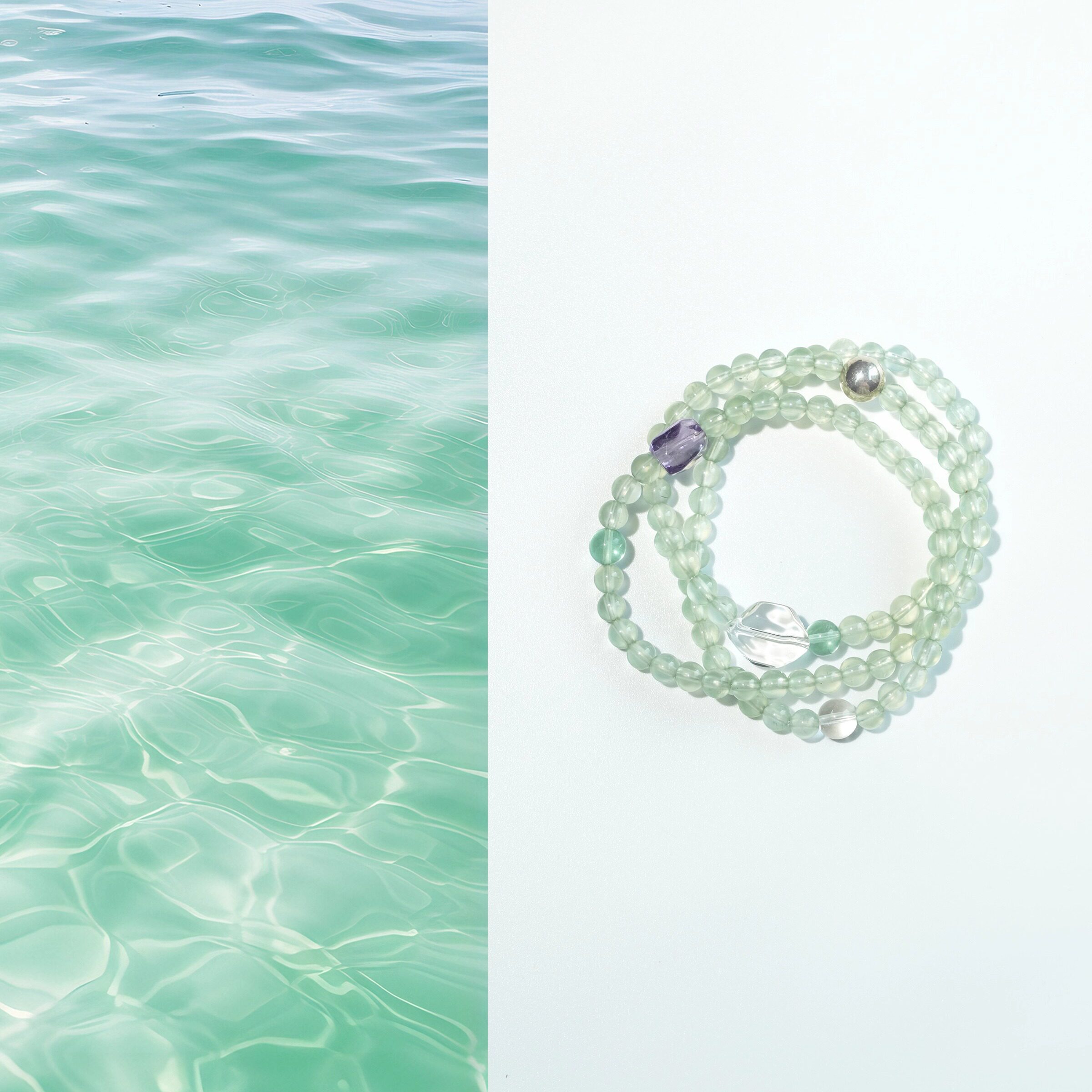 QIANTAO「雨茉」原创天然高品葡萄石项链多圈多宝转运女手串礼物