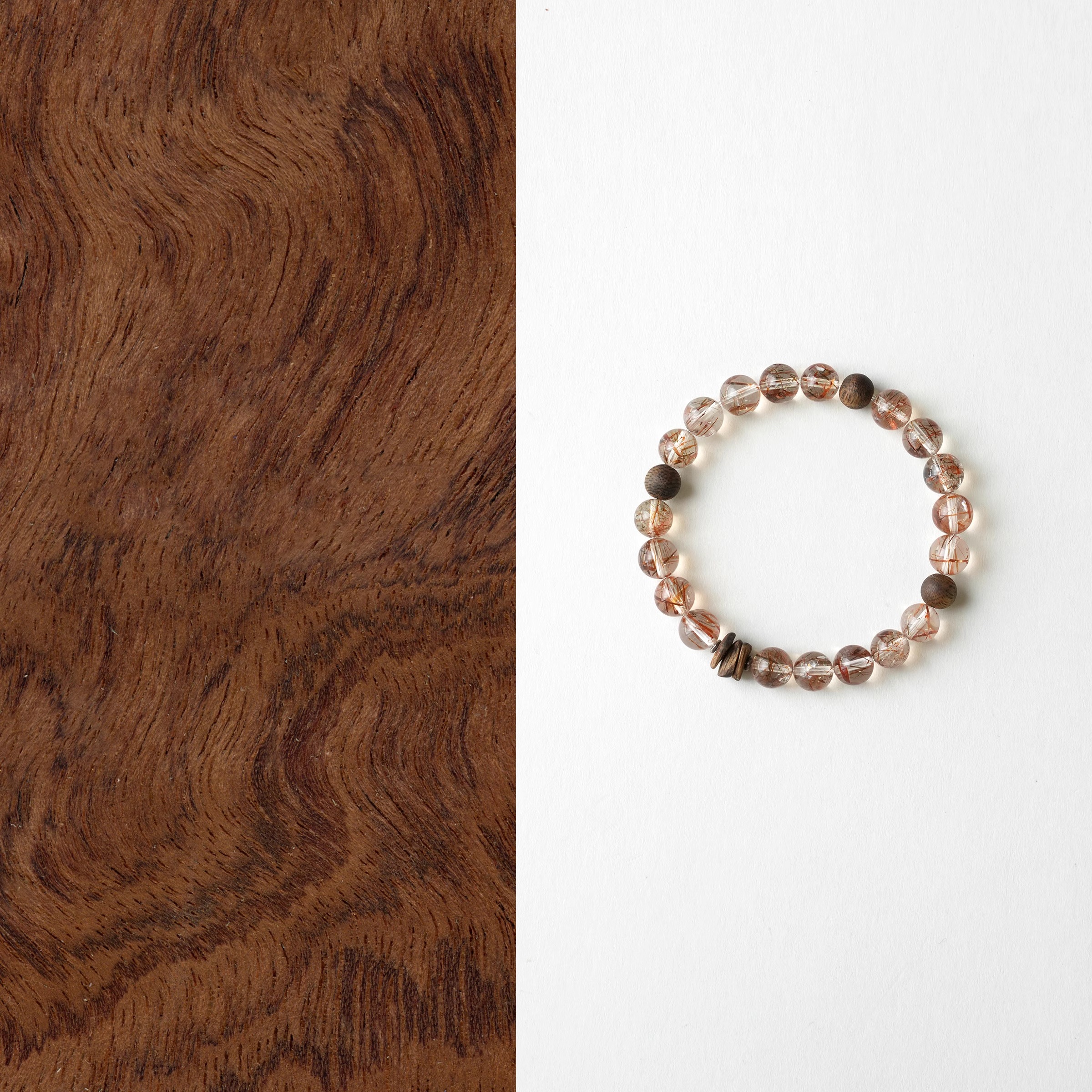 QIANTAO「槐序」原创天然黑金超铜发晶沉香手链水晶招财手串礼物