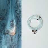 QIANTAO「清晨」原创天然海蓝宝沉香多宝好运多圈手串女项链礼物