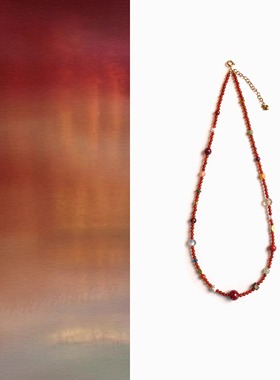 QIANTAO「朱颜」原创中式天然红玛瑙多宝项链本命年红锁骨链礼物