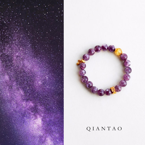 QIANTAO「见薇」原创新中式天然紫祖母水晶手串百搭好运手链礼物