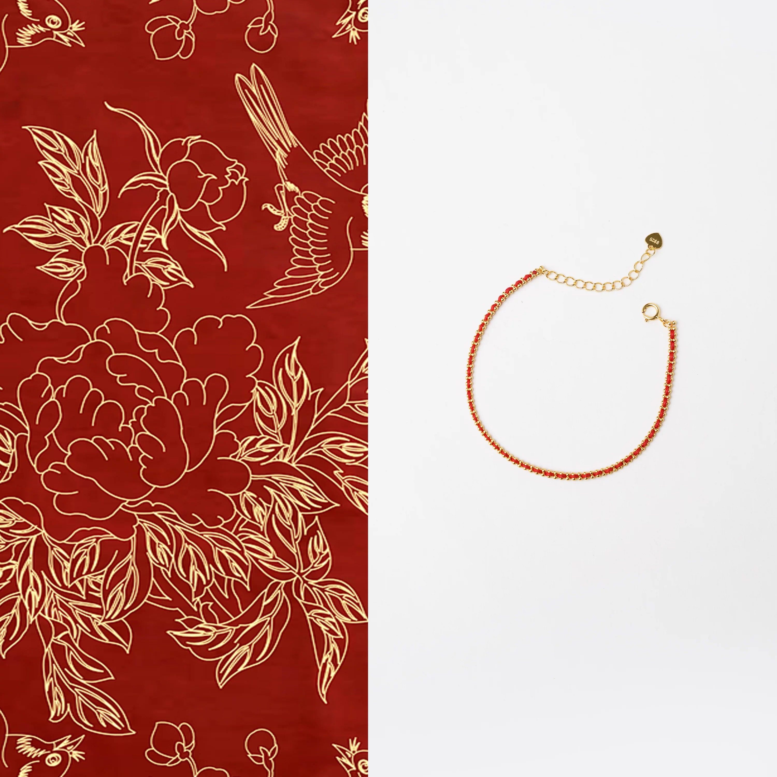 QIANTAO「映喜」原创925银度18k金红绳手链好运本命年红平安礼物,饰品/流行首饰/时尚饰品新,手链,淘宝优惠券,粉丝福利购,淘宝优惠卷