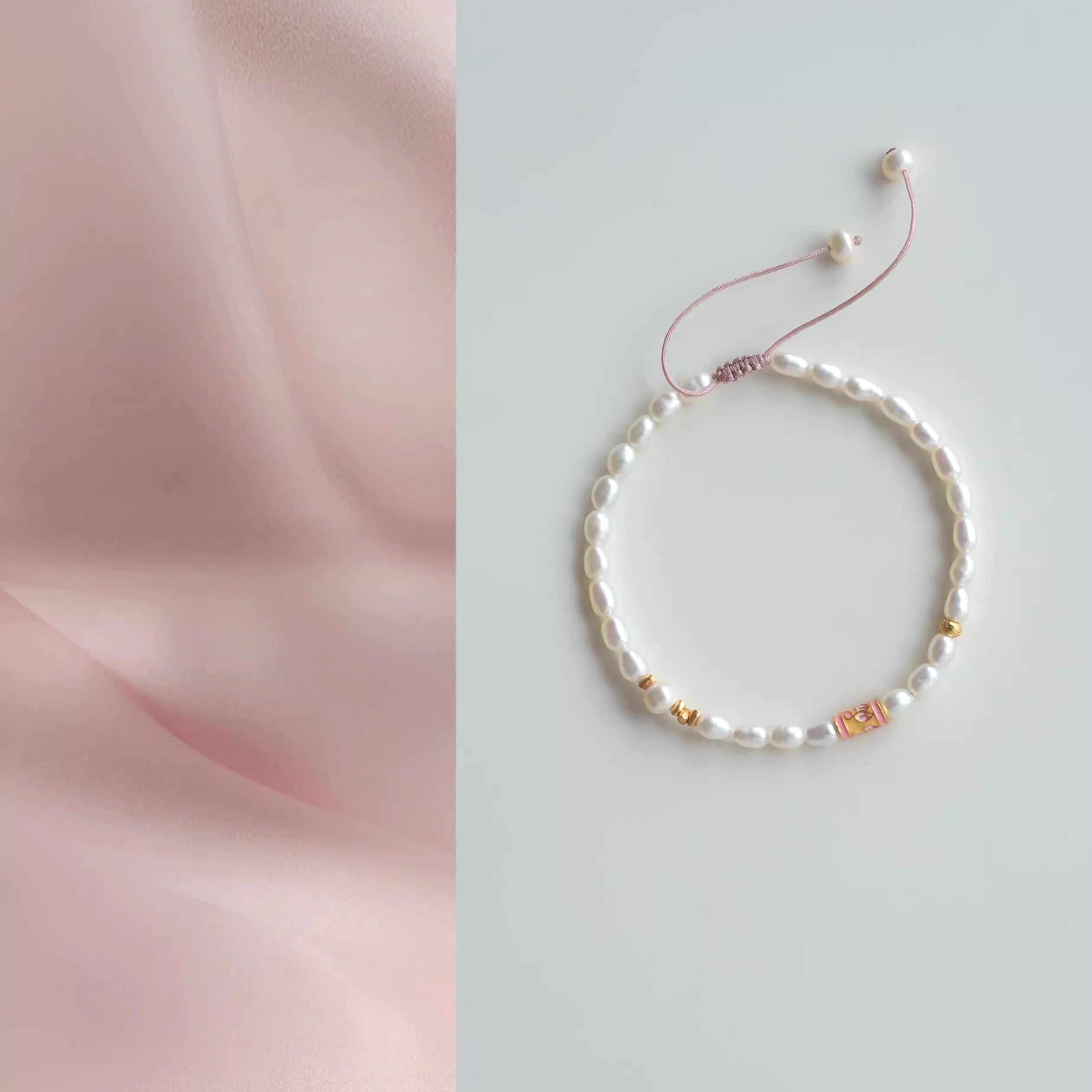 QIANTAO「白桃」温柔粉色天然淡水珍珠编绳手链文艺女生手串礼物,饰品/流行首饰/时尚饰品新,手链,淘宝优惠券,粉丝福利购,淘宝优惠卷