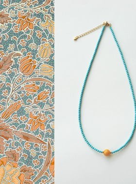 QIANTAO「洛阳春」原创新中式天然原矿绿松石蜜蜡项链锁骨链礼物