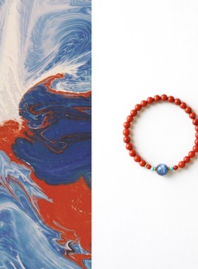 QIANTAO「云上」原创天然南红手串蓝晶石绿松石多宝手链礼物