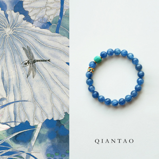 QIANTAO「踏沧歌」原创中式天然蓝晶石绿松手串国风手链情侣礼物