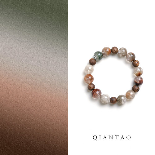 QIANTAO「万象」天然四季幽灵水晶手串种植奇楠沉香手链男女款