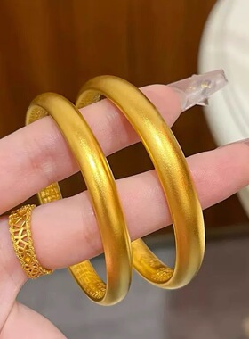 古法沙金心经仿真黄金色手镯女