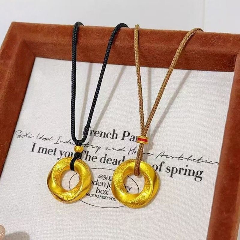 古法扭转乾坤平安扣项链实心吊坠