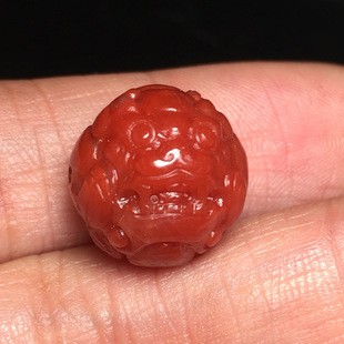 14mm天然南红玛瑙貔貅珠雕刻背云隔珠顶珠金刚文玩手串配饰散珠