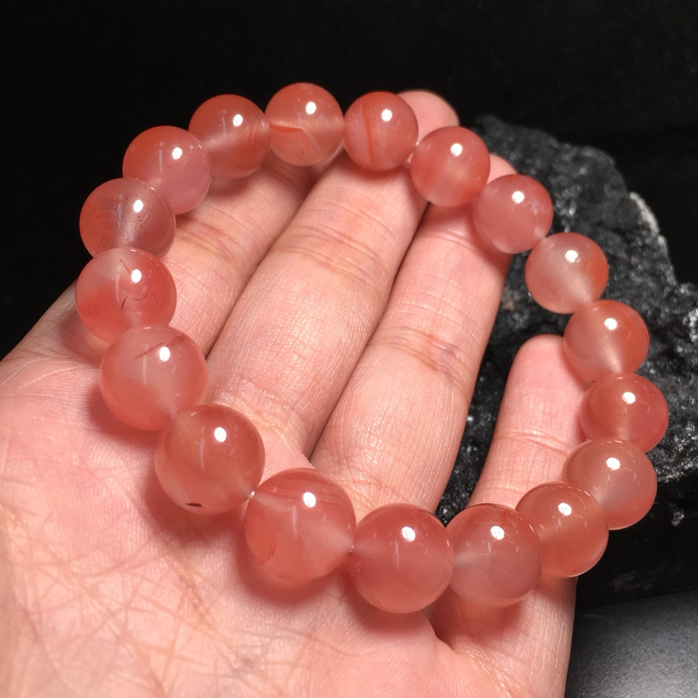 南红玛瑙11mm冰飘手链女款单圈时尚饰品礼物送女友闺蜜生日节日