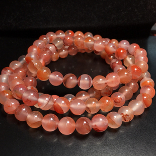 8mm凉山冰飘南红玛瑙佛珠手链礼物时尚 简约百搭多圈手串送礼