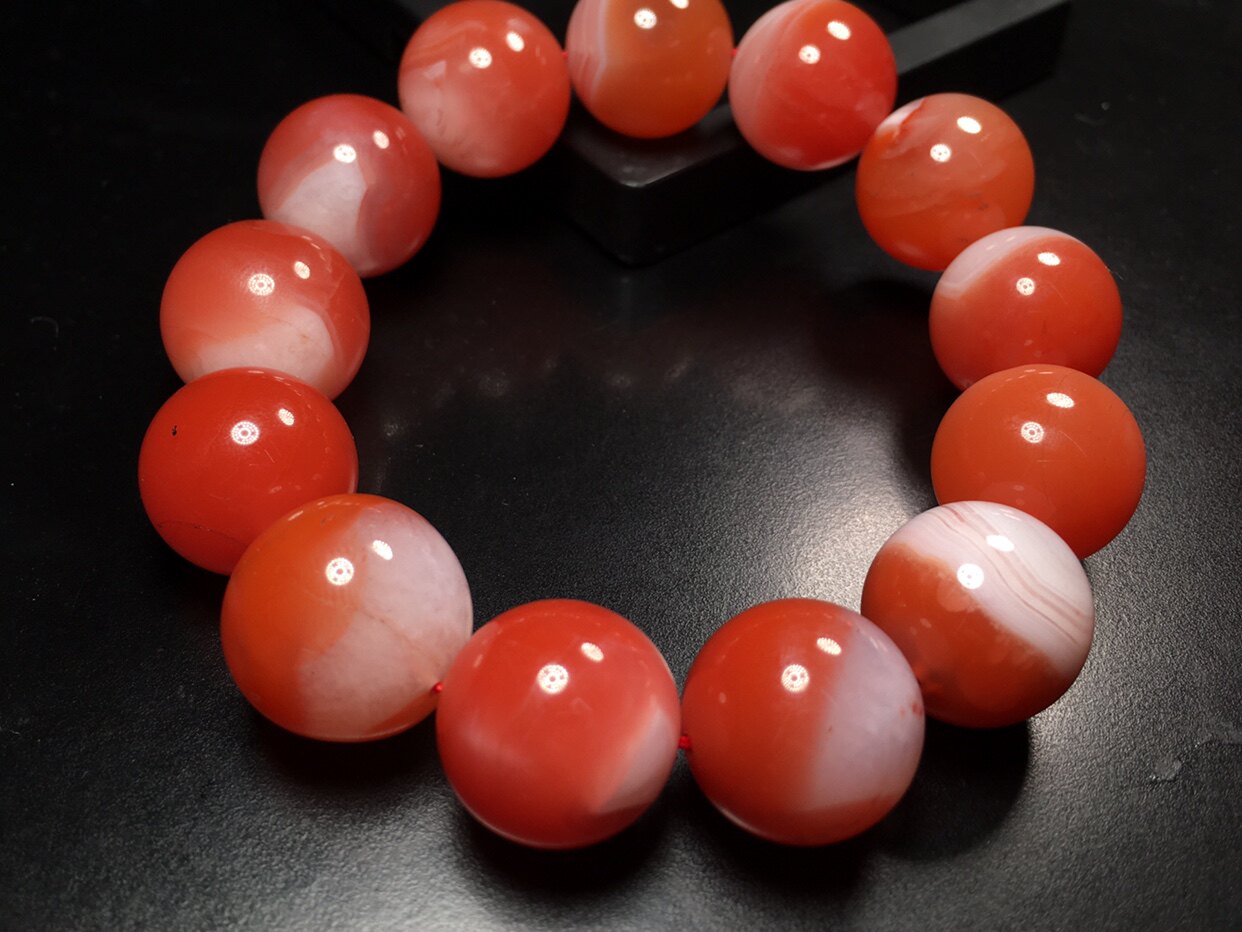 天然保山南红玛瑙红白料手串聚宝盆保真正品支持复检送礼佳品包邮