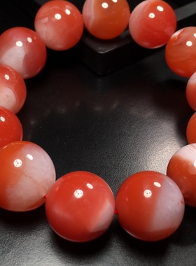 天然保山南红玛瑙红白料手串聚宝盆保真正品支持复检送礼佳品包邮